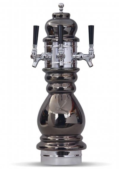 Glastender BFT-2-PBR Black Forest Draft Dispensing Tower w/ 2 Faucets, Brass Finish