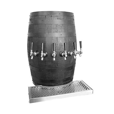 Glastender WB-6-B Wood Barrel Draft Dispensing Tower w/ 6 Faucets, Wall Mounting Brackets