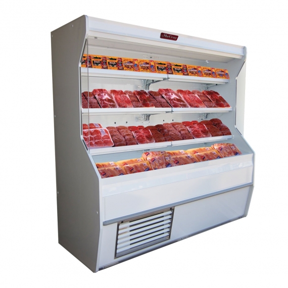 Howard-McCray R-M32E-10-LED 122'' Vertical Open Air Curtain Meat Merchandiser in White, Remote Refrigeration, 3 Shelves, w/ LED Lighting