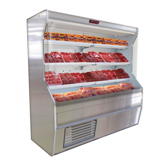 Howard-McCray R-M32E-10-S-LED 122'' Vertical Open Air Curtain Meat Merchandiser, Stainless Steel, Remote Refrigeration, 3 Shelves, w/ LED Lighting