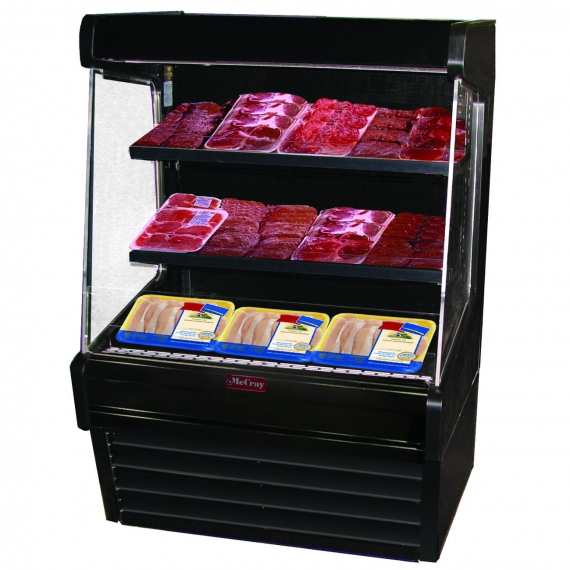 Howard-McCray R-OM30E-3L-B-LED 39'' Vertical Meat Open Air Merhandiser in Black, Remote Refrigeration, 2 Shelves, w/ LED Lighting 