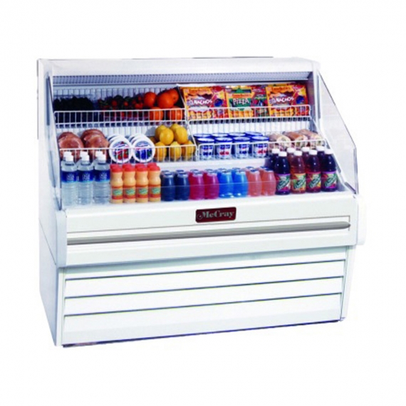 Howard-McCray R-OS30E-6C 75'' Horizontal Curved Open Impluse Merchandiser in White, Remote Refrigeration, 3 Shelves