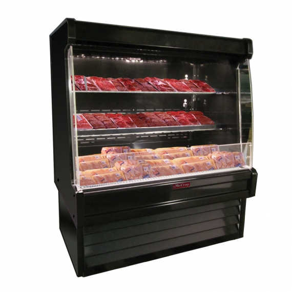 Howard-McCray SC-OM35E-3L-B-LED 39'' Vertical Packaged Meats Open Merhandiser in Black, Self-Contained, 2 Shelves, Low Profile, w/ LED Lighting