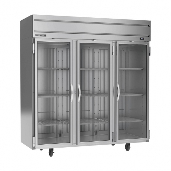 Beverage Air HRS3HC-1G Three Section Reach-In Refrigerator w/ 3 Glass Full Doors, Top Mounted, 1/3 hp, 71.5 cu. ft.