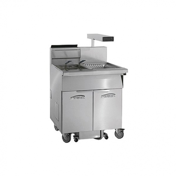 Imperial IFSCB250-OP-C Multiple Battery Gas Fryer w/ (2) 50-lb Frypots, Built-In Filter, Computer Controls