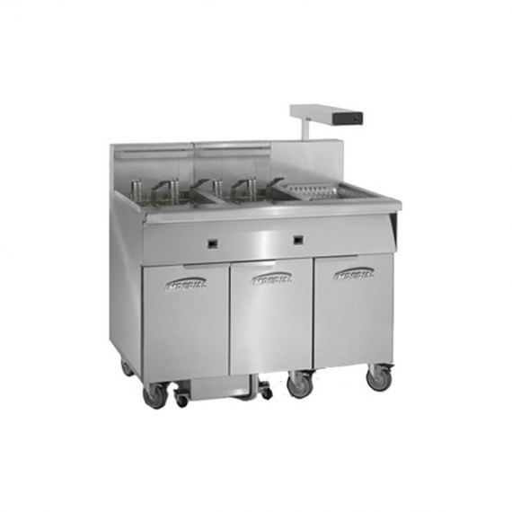 Imperial IFSCB250E Electric Floor Fryer with Thermostatic Controls, Built-In Filter, (2) 50 lb battery