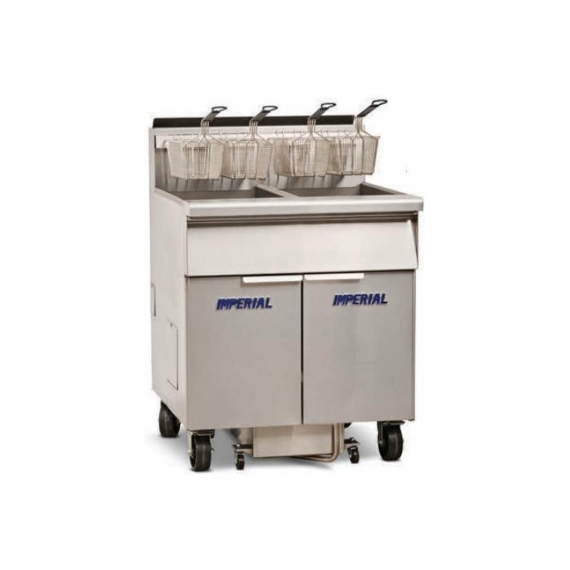 Imperial IFSSP250E Electric Floor Fryer with Thermostatic Controls, Built-In Filter, (2) 50 lb Fryers