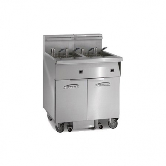 Imperial IFSSP250ET Electric Floor Fryer with Thermostatic Controls, Built-In Filter, (2) 50 lb Fryers