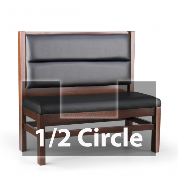 JustChair JBSB-WT-UHC-HC-42-GR3 1/2 Circle Banquette Bench, Horizontal Channel Back, Upholstered Seat, 42