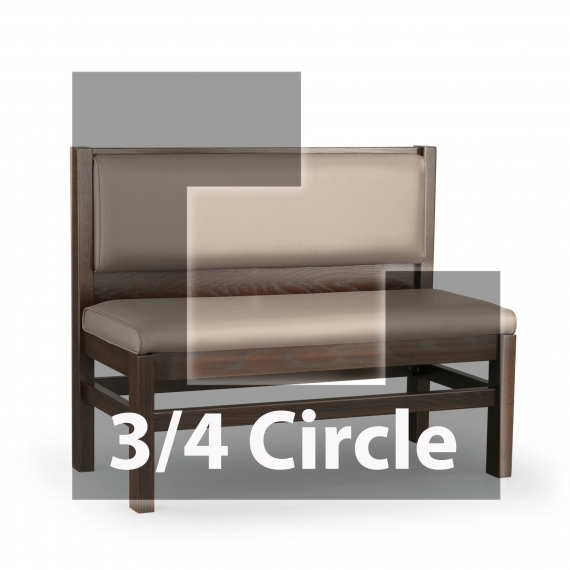 JustChair JBSB-WT-UPL-TQ-36-GR1/COM 3/4 Circle Banquette Bench, Plain Back, Upholstered Seat, 36