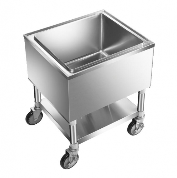 Klinger's Trading MIB2421 Mobile Ice Bin w/ Undershelf w/ Stainless Steel Body, Without Cover