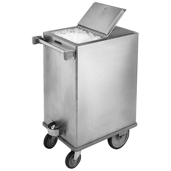 Lakeside 240 Insulated Stainless Steel Mobile Ice Bin w/ 125-Lb. Capacity, Hinged Cover