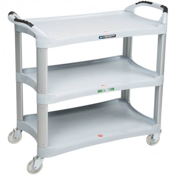 Lakeside 2510 Gray Stain-Resistant Plastic Three Shelf Utility Cart, 500 lb. Capacity