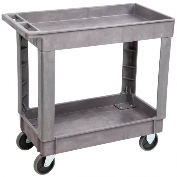 Lakeside 2521 Gray 2-Shelf Stain-Resistant Plastic Deep Well Utility Cart, 500-lb Capacity