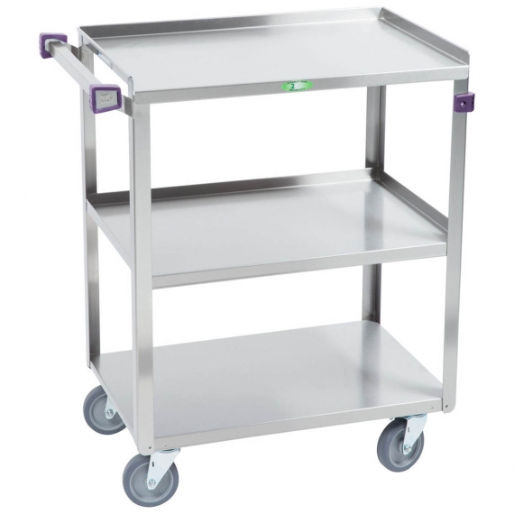 Lakeside 411 Medium Duty Stainless Steel 3 Shelf Utility Cart - 500 lbs Capacity