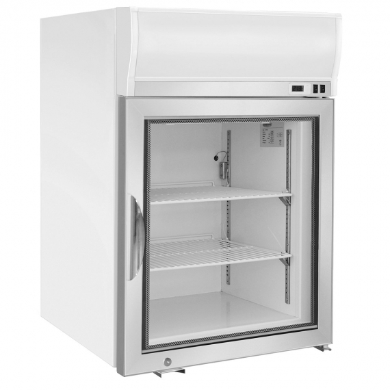 Maxx Cold MXM1-4FHC Countertop Freezer Merchandiser in White, One Swing Glass Door, w/ Lighted Sing Panel, 4.2 cu.ft.