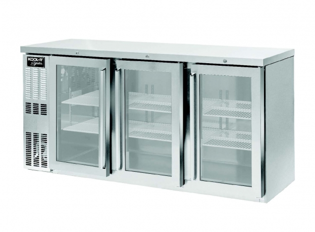 Kool-It Signature KNB-72-2SG Refrigerated Back Bar Cabinet w/ 19.6 Cu Ft, 3 Glass Doors