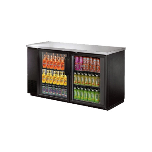 Norpole NPGB-48 Refrigerated Back Bar Cabinet w/ 12 Cu Ft Capacity, 2 Glass Doors, Black