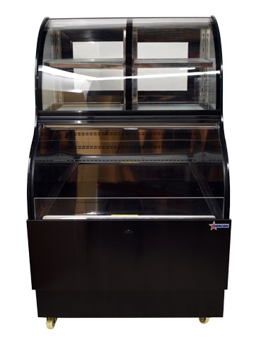 Omcan USA 47106 Dual Serve Refrigerated Display Case in Black, Combination Service, w/ Glass Sides, w/12.5 cu. ft.