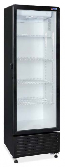 Omcan USA 47460 One Section Merchandiser Refrigerator w/ Glass Door, in Black, Bottom Mount, 10 cu. ft.