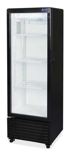 Omcan USA 47563 One Section Merchandiser Refrigerator w/ Glass Door, in Black, Bottom Mount, 4.9 cu. ft.