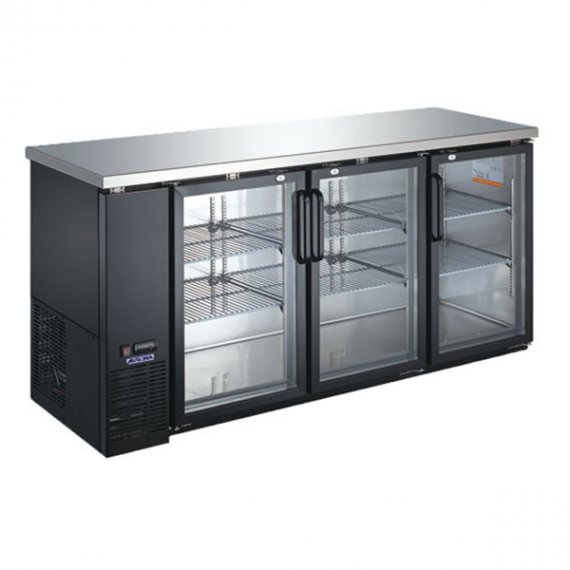 Omcan USA 59062 Refrigerated Back Bar Cabinet w/ 19.6 Cu Ft Capacity, 3 Glass Doors, Black