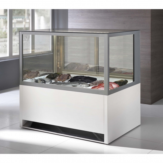 Oscartek ITALIA 3 F1500 Self-Contained Straight Glass Deli Seafood / Poultry Display Case, 2390 BTU - 57,4 cu. ft. - White