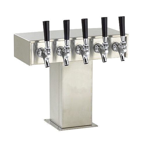 Perlick 3780-5BPC Tee Draft Beer Dispensing Tower, Polished Chrome, 5 Faucets