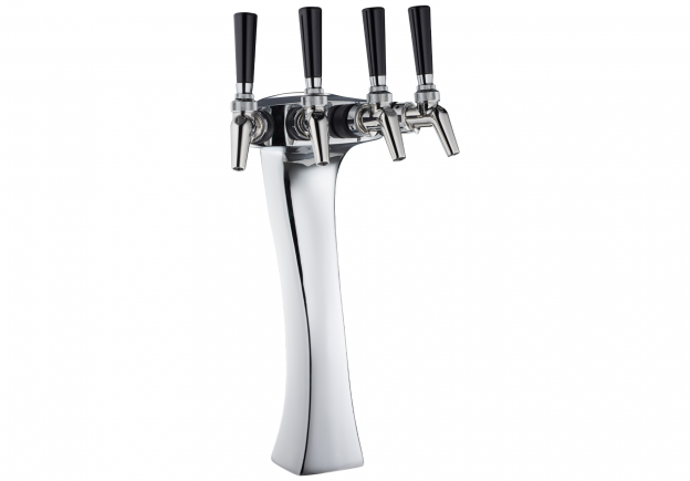 Perlick 4043-4B Panther Draft Beer Dispensing Tower, Polished Chrome Finish, 4 Faucets