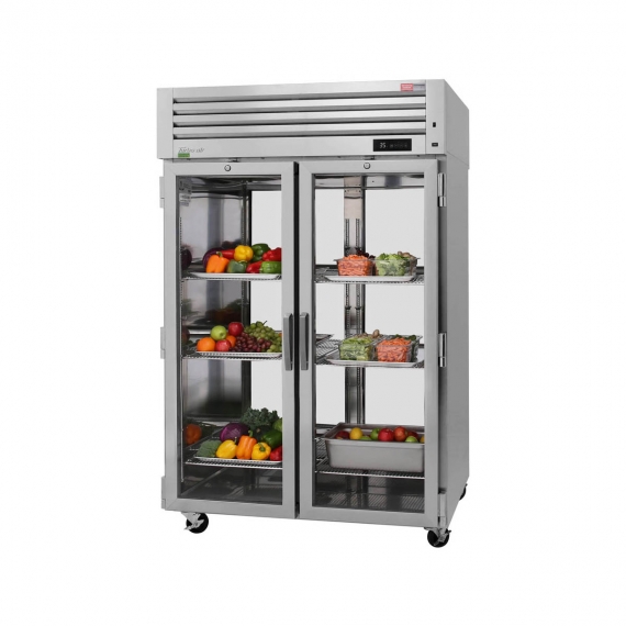 Turbo Air PRO-50R-G-PT-N Two Section Pass-Thru Refrigerator w/ 4 Full Glass Doors, Top Mount, 55 cu. ft.