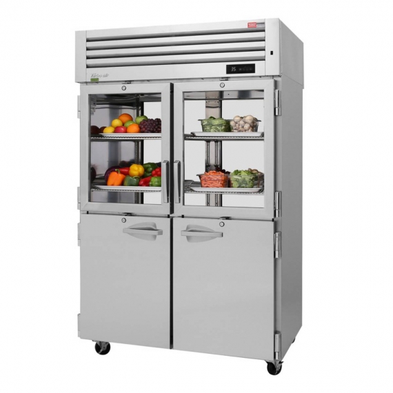 Turbo Air PRO-50R-GSH-PT-N Two Section Pass-Thru Refrigerator w/ 8 Half Solid & Glass Doors, Top Mounted, 54 cu. ft.