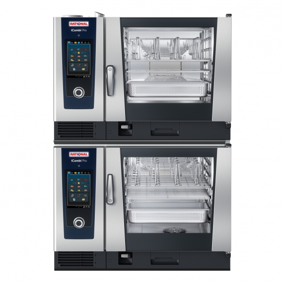 RATIONAL ICP 6-FULL/6-FULL E 208/240V 3 PH iCombi Pro® Full Size Electric Combi Oven w/ 12 Pans, Double Stacked, Programmable Controls, Steam Generator