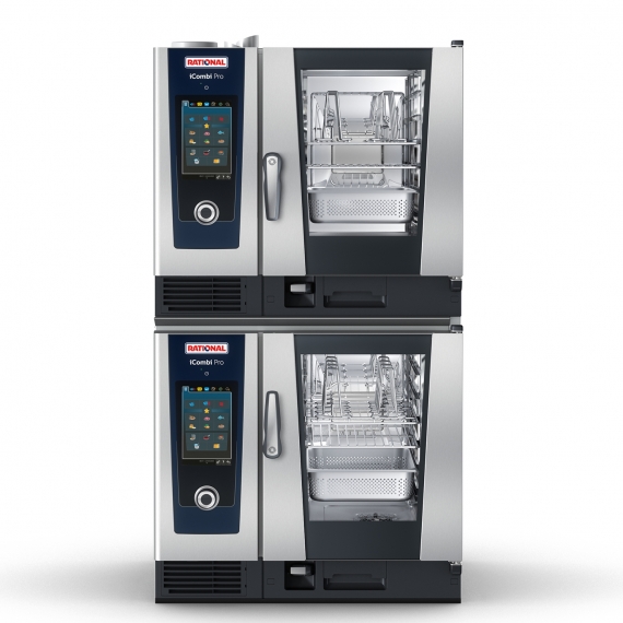 RATIONAL ICP Double Stacked 6/6 Half-Size Electric Combi Oven w/ Programmable Controls, Steam Generator, 208-240v 1PH