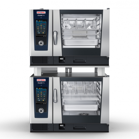 RATIONAL ICP 6-FULL ON 6-FULL LP 208/240V 1 PH-QS Full Size LP Gas Combi Oven w/ 12 Pans, Double Stacked, Programmable Controls (Quick Ship)