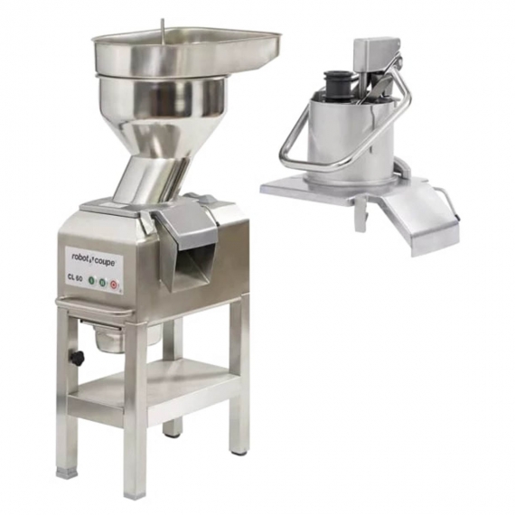 Robot Coupe CL60E2FEEDHEADS Floor Model Continuous Feed Food Processor with Full Moon Pusher Feed and Bulk 2 Discs 3hp 208-240v/60/3ph