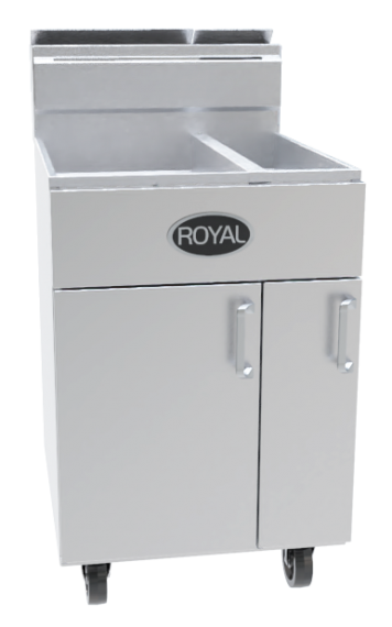 Royal Range of California RFT-5025 Full Pot Floor Model Gas Fryer w/ 50/25-lb Capacity, 5 Burners