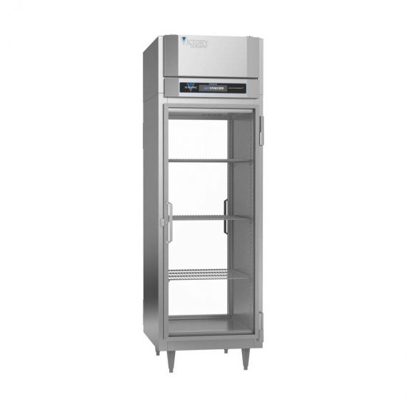 Victory RS-1D-S1-PT-G-HC 26.5'' One Section Pass-Thru Refrigerator w/ 2 Glass Full Swing Doors, Stainless Steel, 23 cu. ft.
