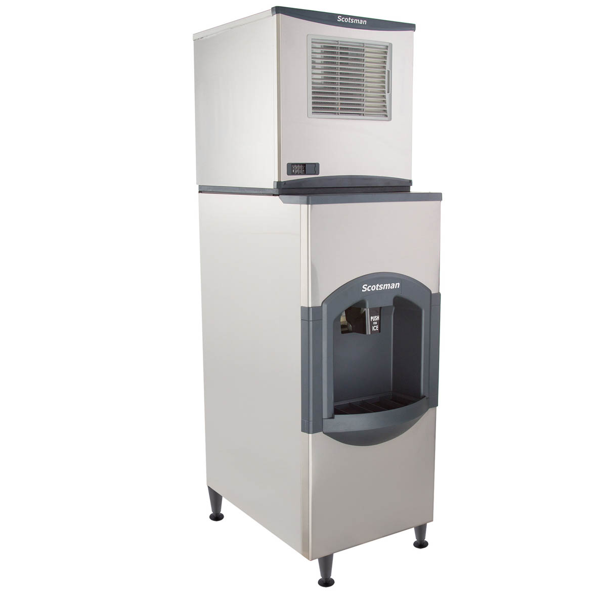 Scotsman MC0322SW-1/HD22B-1 Water-Cooled Half Cube 366 lbs Ice Maker with Ice Dispenser 120 lbs Storage