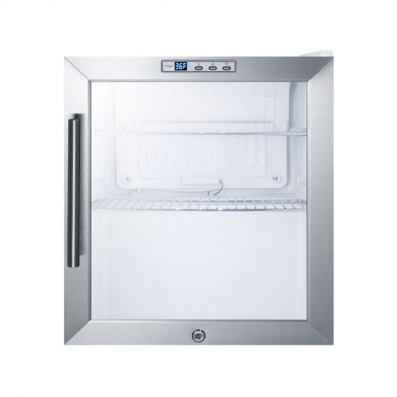 Summit SCR215L Countertop Beverage Merchandiser Refrigerator in White, One Glass Door w/ Lock, 1.7 cu. ft.