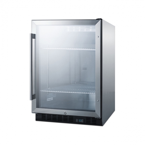 Summit SCR610BLCSS Countertop Beverage Merchandiser Refrigerator, One Glass Door w/ Lock, Stainless Steel, 5.0 cu. ft.