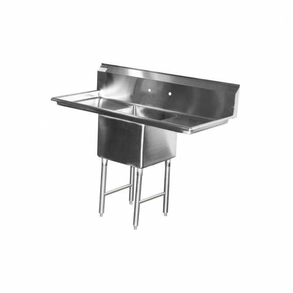Serv-Ware 1CWPH18182-18 One Compartment Sink w/ Faucet Holes, Left&Right Drainboards, 14