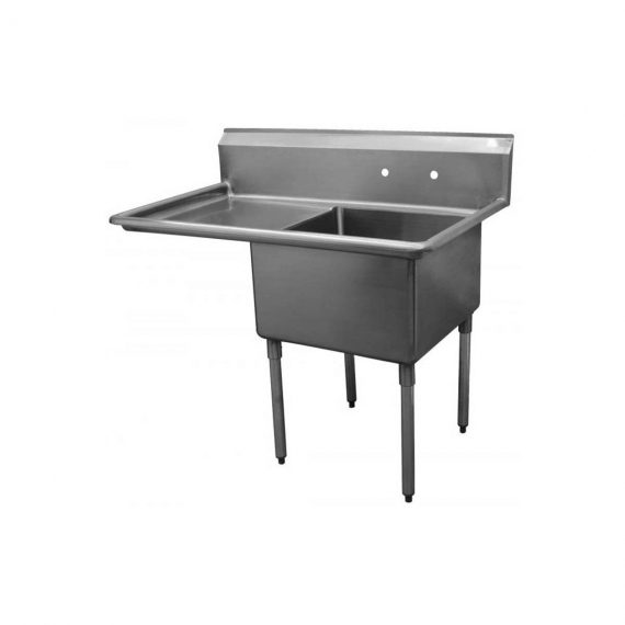 Serv-Ware 1CWPH1818L-18 One Compartment Sink w/ Faucet Holes, Left Drainboard, 14