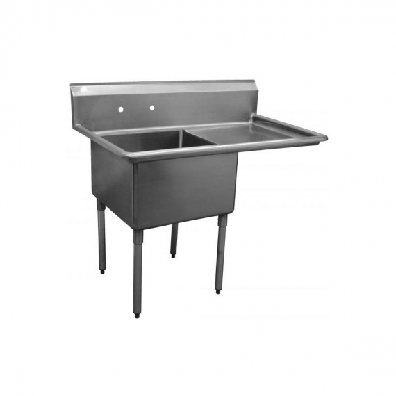 Serv-Ware 1CWPH1818R-18 One Compartment Sink w/ Faucet Holes, Right Drainboard, 14