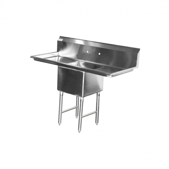 Serv-Ware 1CWPH18242-24 One Compartment Sink w/ Faucet Holes, Left&Right Drainboards, 14