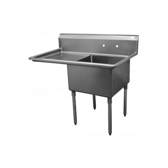 Serv-Ware 1CWPH1824L-24 One Compartment Sink w/ Faucet Holes, Left Drainboard, 14