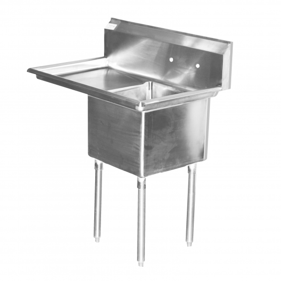 Serv-Ware D1CWP1818 One Compartment Sink w/ Faucet Holes, 18