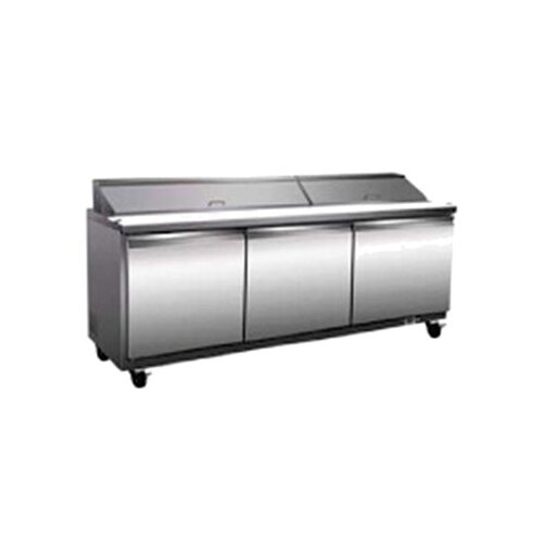 Serv-Ware SP72-27M-HC Mega Top Refrigerated Prep Table w/ 3 Doors, 3 Shelves, 18 Cu Ft