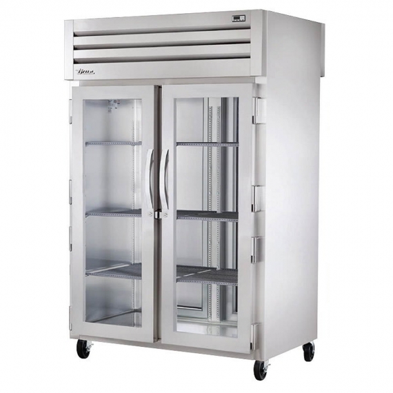 True STA2HPT-2G-2S 2 Section Glass Front / Solid Rear Doors Mobile Pass-Thru Heated Cabinet