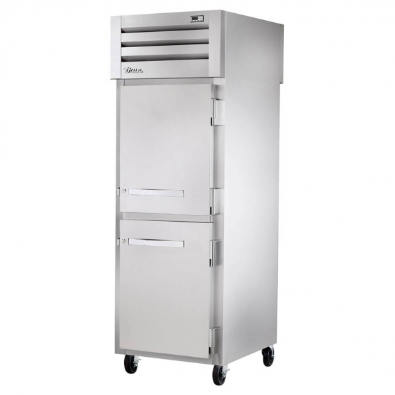 True STG1RPT-2HS-1S-HC One Section Pass-Thru Refrigerator w/ Front 2 Solid Half & Rear Solid Full Door, Stainless Steel Front-Aluminum Sides