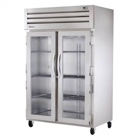 True STG2H-2G Two-Section Glass Swing Door Mobile Reach-In Heated Cabinet